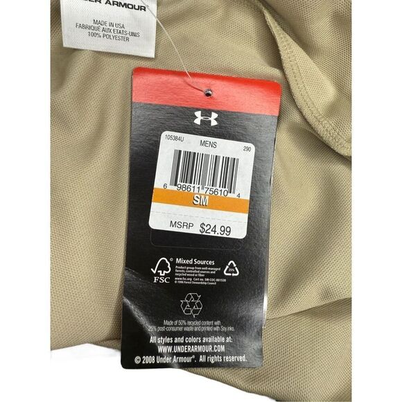 Under Armour Men’s Small Heat Gear Activewear T-Shirt Tan NEW - Picture 6 of 6